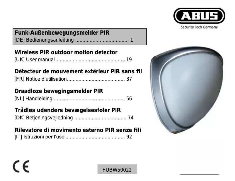 Image de la première page du manuel de l'appareil FUBW50022