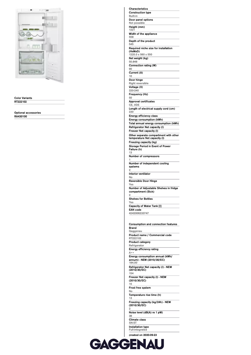 Image de la première page du manuel de l'appareil RT222102