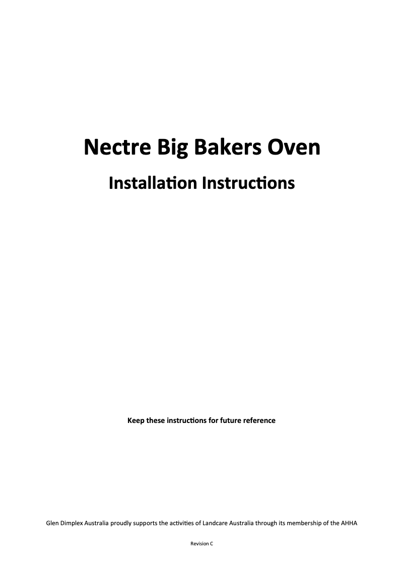 Image de la première page du manuel de l'appareil Big Bakers Oven