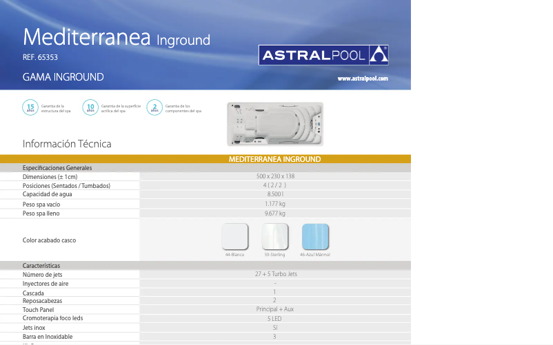 Page n°1 - Fiche technique AstralPool Swimspa Méditerranea