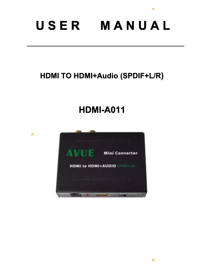 Page n°1 - Manuel utilisateur AVUE HDMI-A011