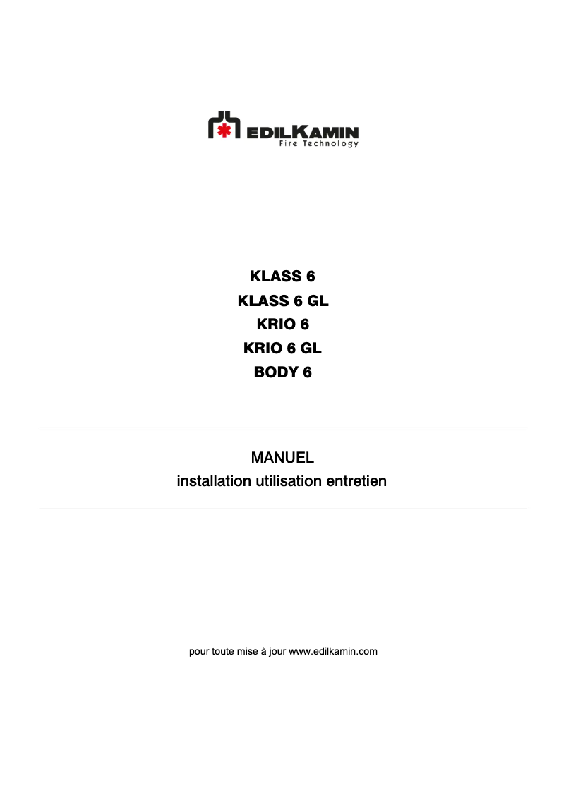 Page n°1 - Manuel utilisateur Edilkamin KLASS 6 GL