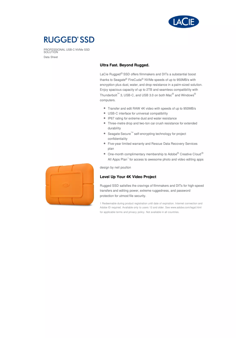 Page n°1 - Manuel utilisateur LaCie Rugged Pro Thunderbolt