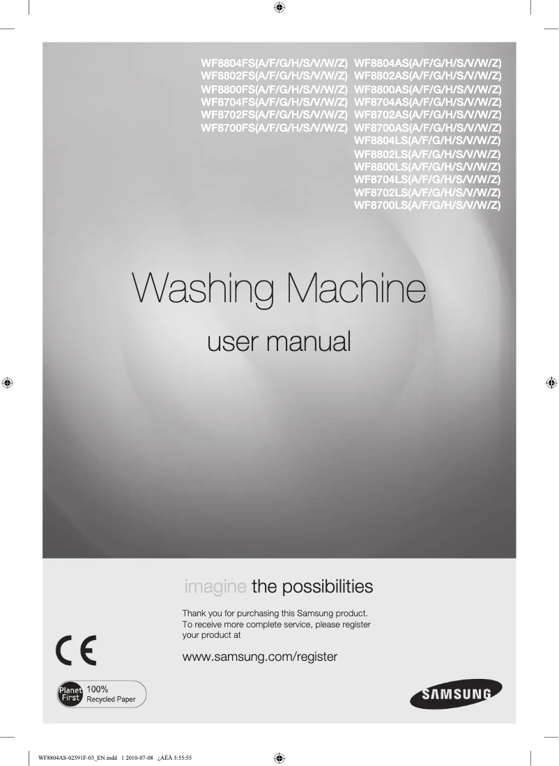 Page n°1 - Manuel utilisateur Samsung WF8704ASW