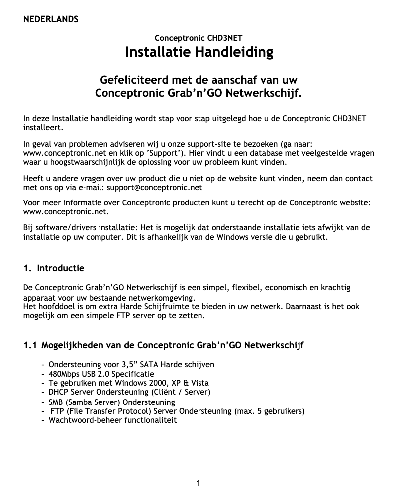 Image de la première page du manuel de l'appareil CHD3NET