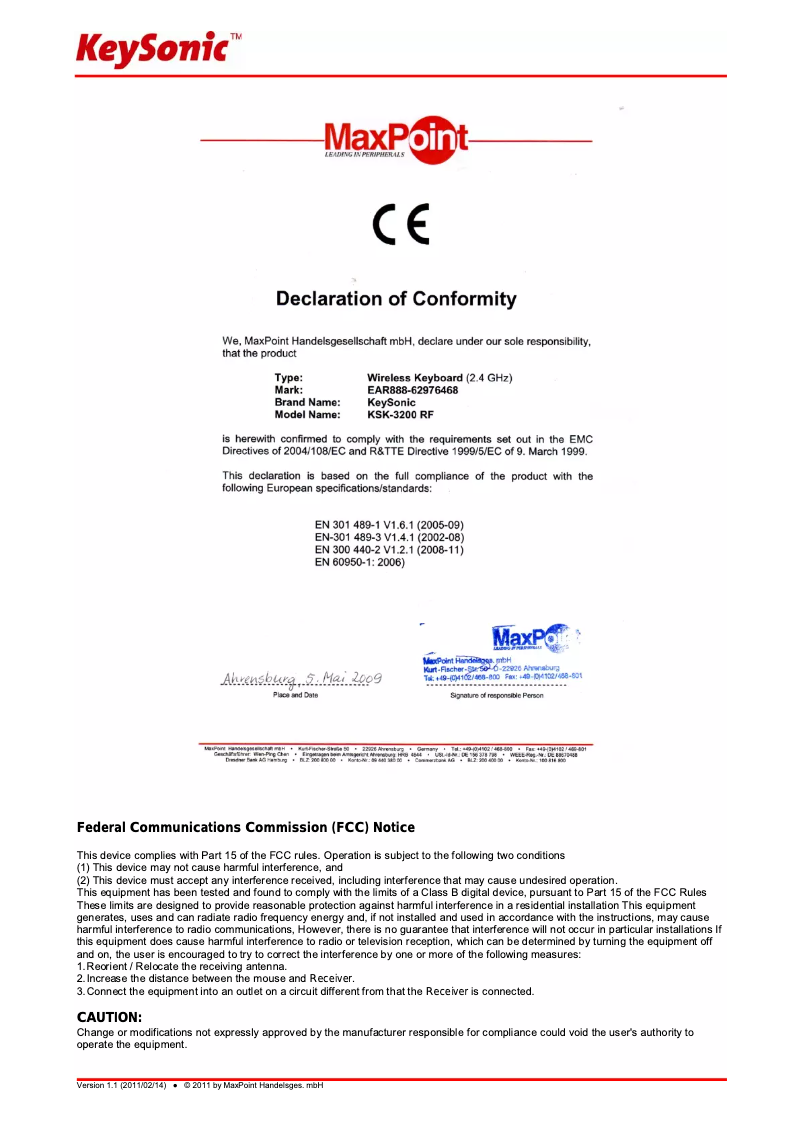 Image de la première page du manuel de l'appareil KSK-3200 RF