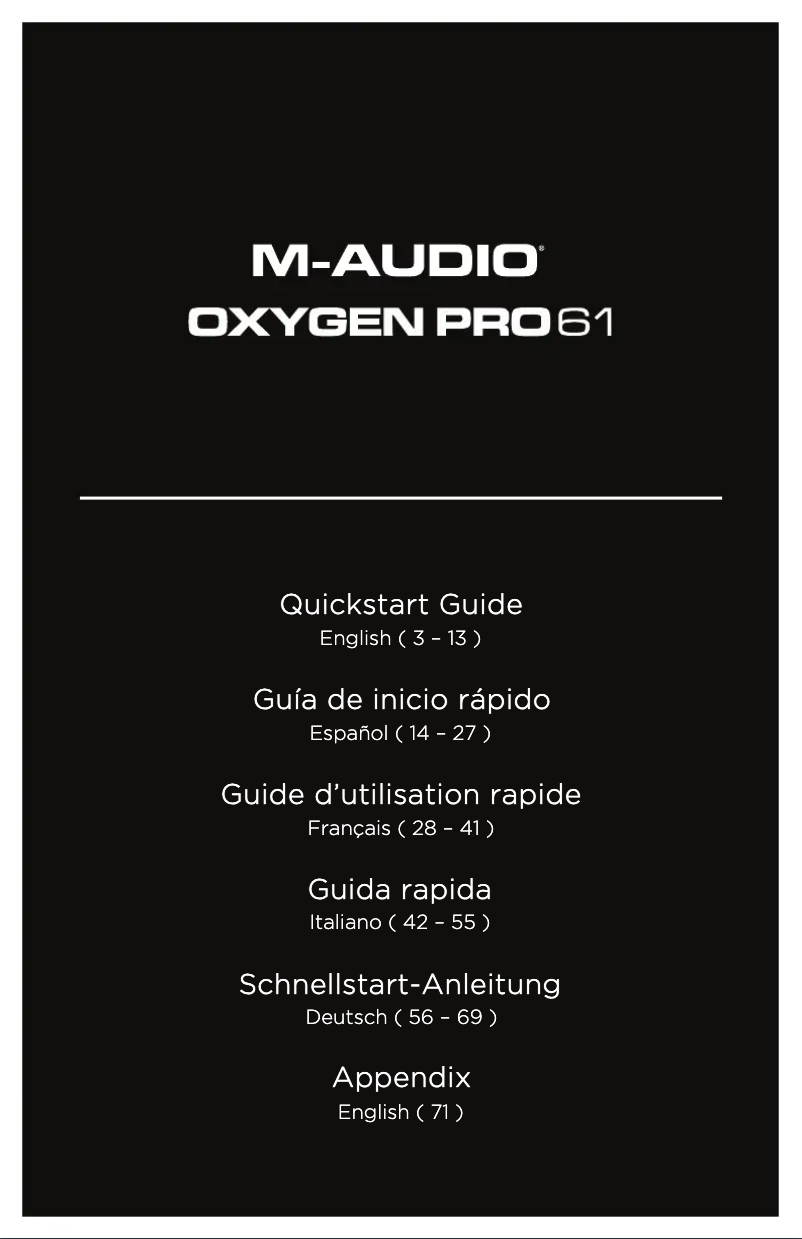 Page 1 de la notice Manuel utilisateur M-Audio Oxygen Pro 61