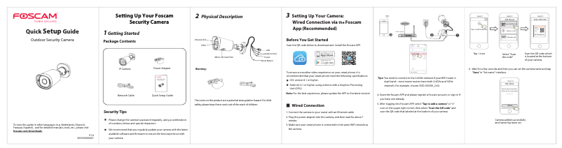 Page 1 de la notice Manuel utilisateur Foscam FI9912EP