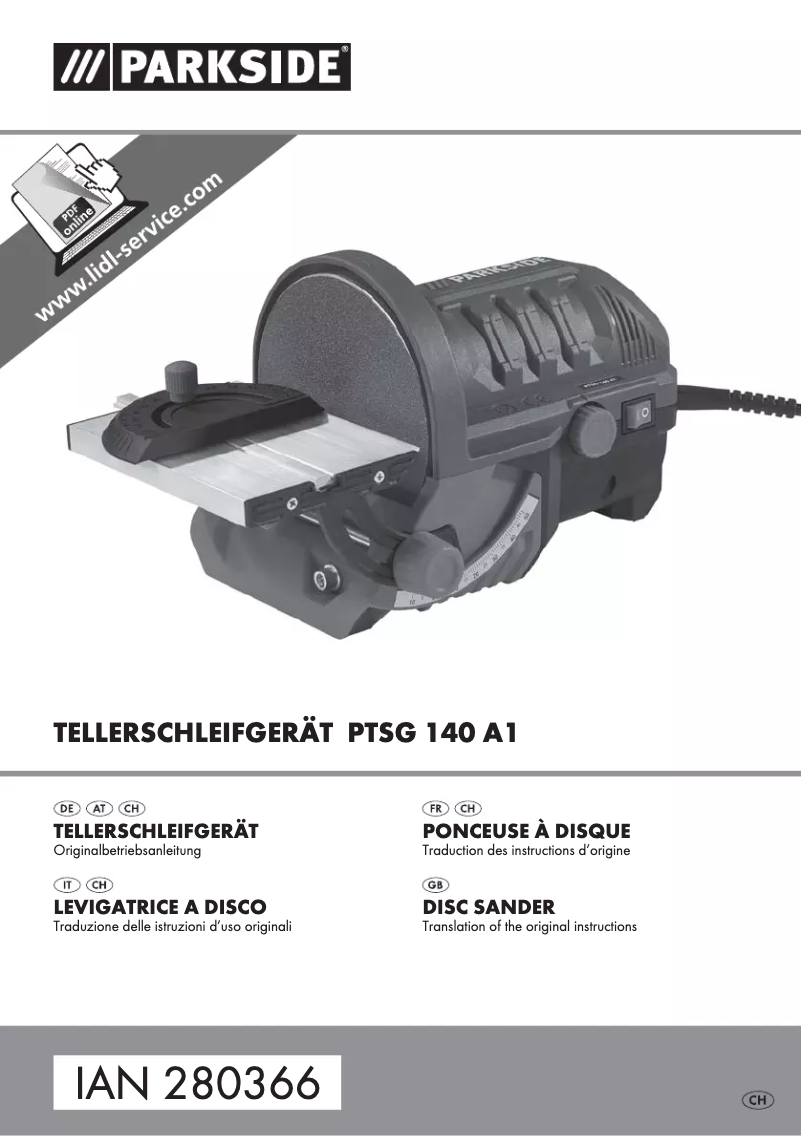 Page n°1 - Manuel utilisateur Parkside PTSG 140 A1