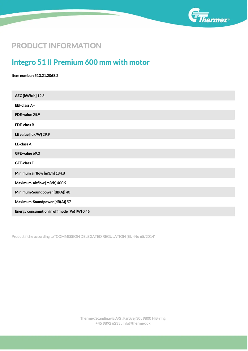 Page n°1 - Fiche technique Thermex Integro 51 II Premium