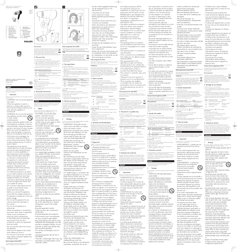 Page 1 de la notice Manuel utilisateur Philips EssentialCare HP8127