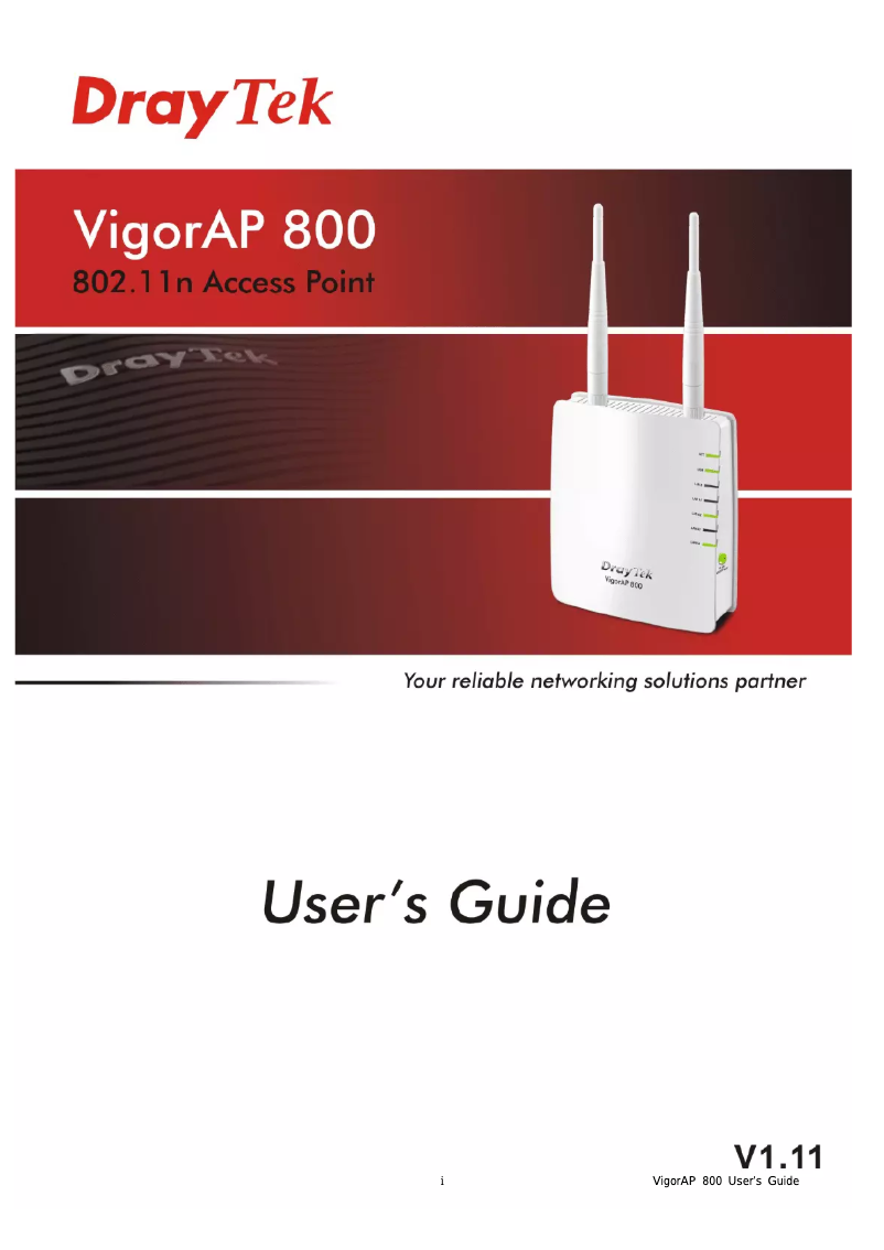 Page n°1 - Manuel utilisateur Draytek VigorAP 800