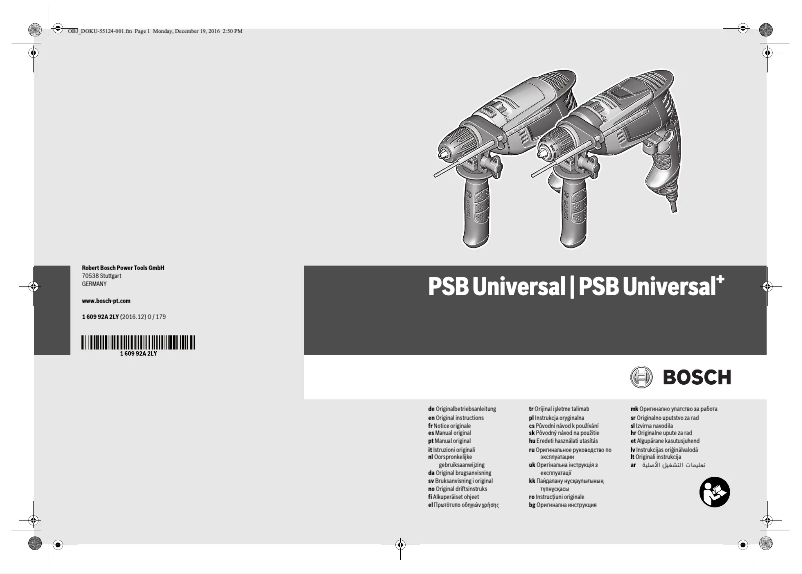 Page n°1 - Manuel utilisateur Bosch PSB Universal+