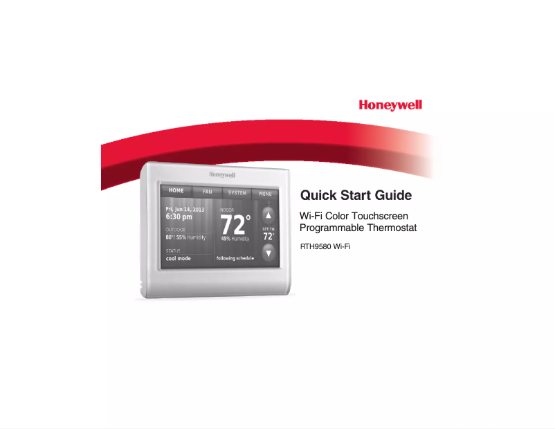 Page n°1 - Manuel utilisateur Honeywell RTH9580WF1005