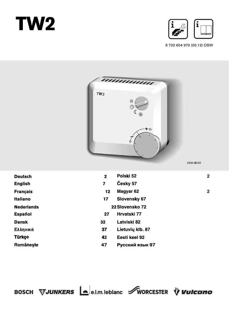 Page 1 de la notice Manuel utilisateur Bosch TW 2
