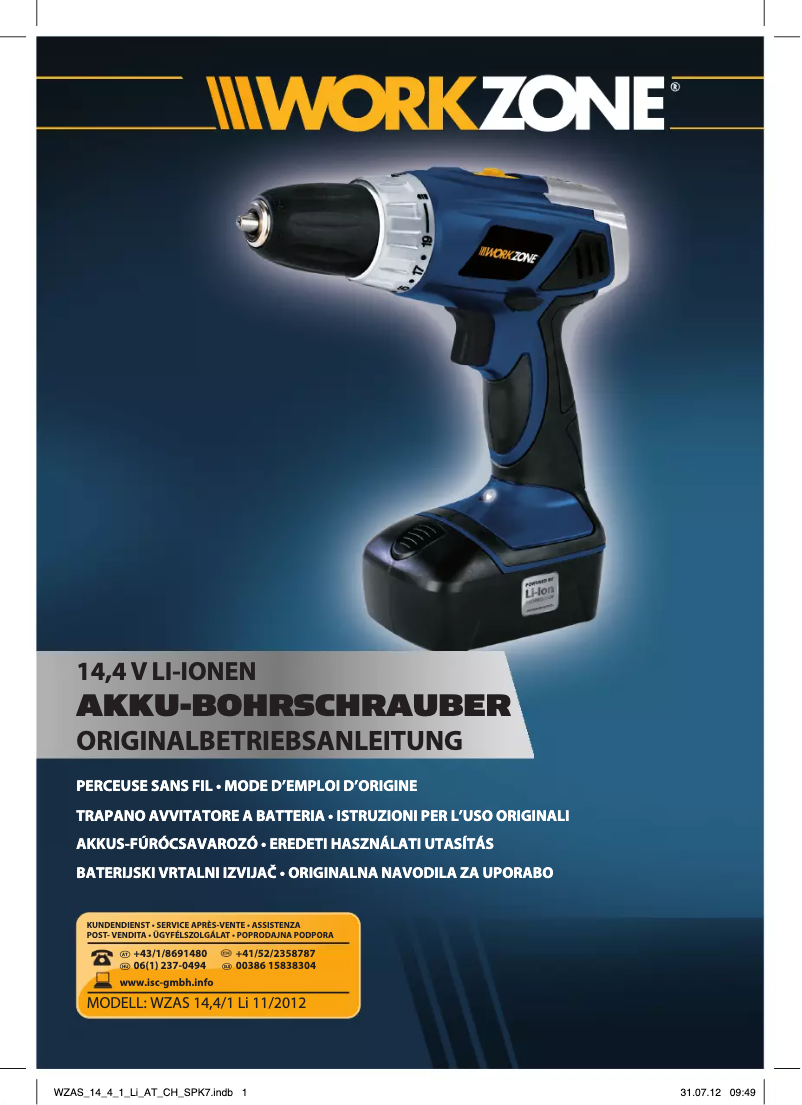 Page 1 de la notice Manuel utilisateur Workzone WZAS 14,4/1 Li