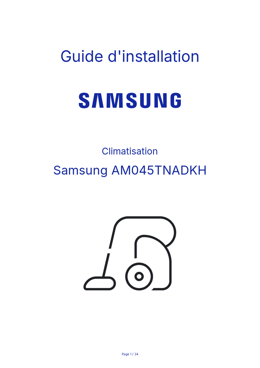 Page n°1 - Guide d'installation Samsung AM045TNADKH