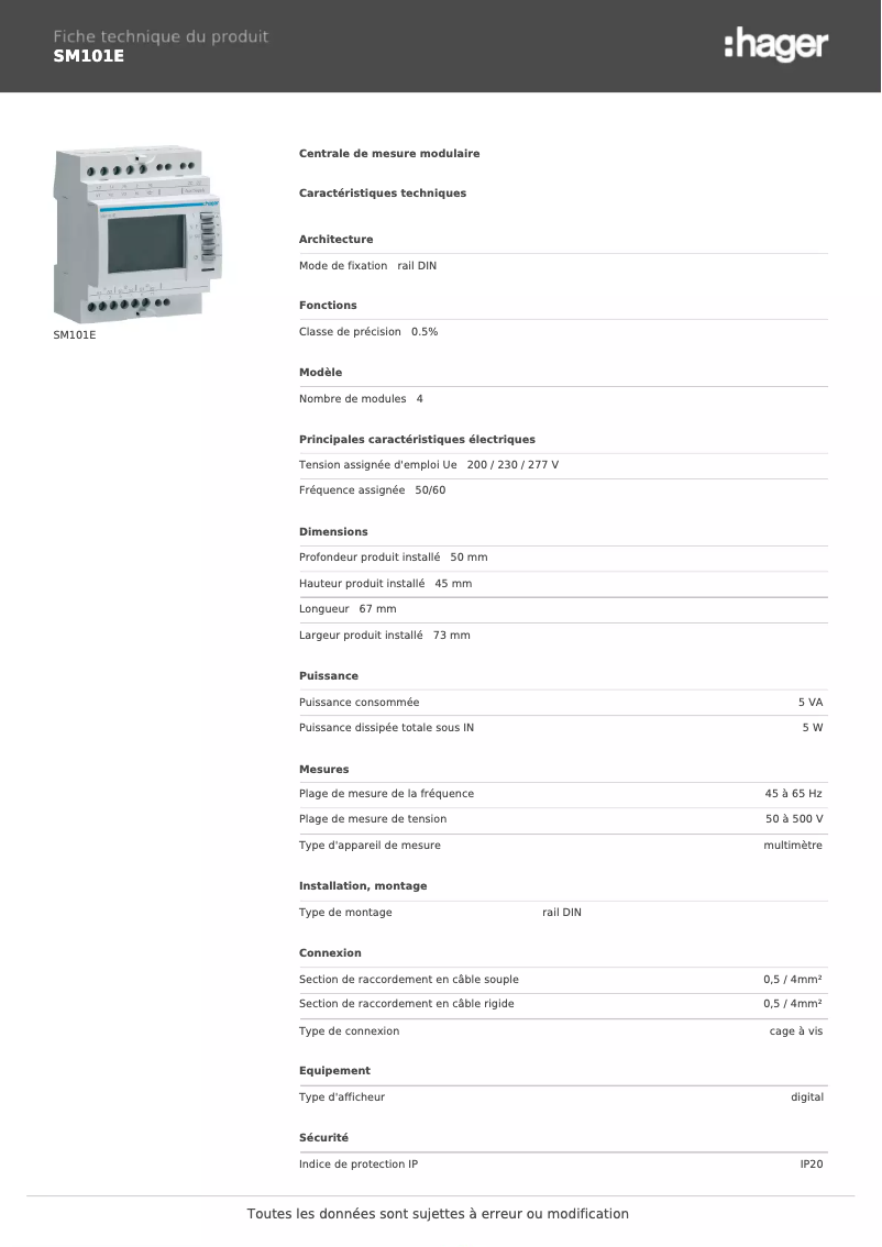 Image de la première page du manuel de l'appareil SM101E