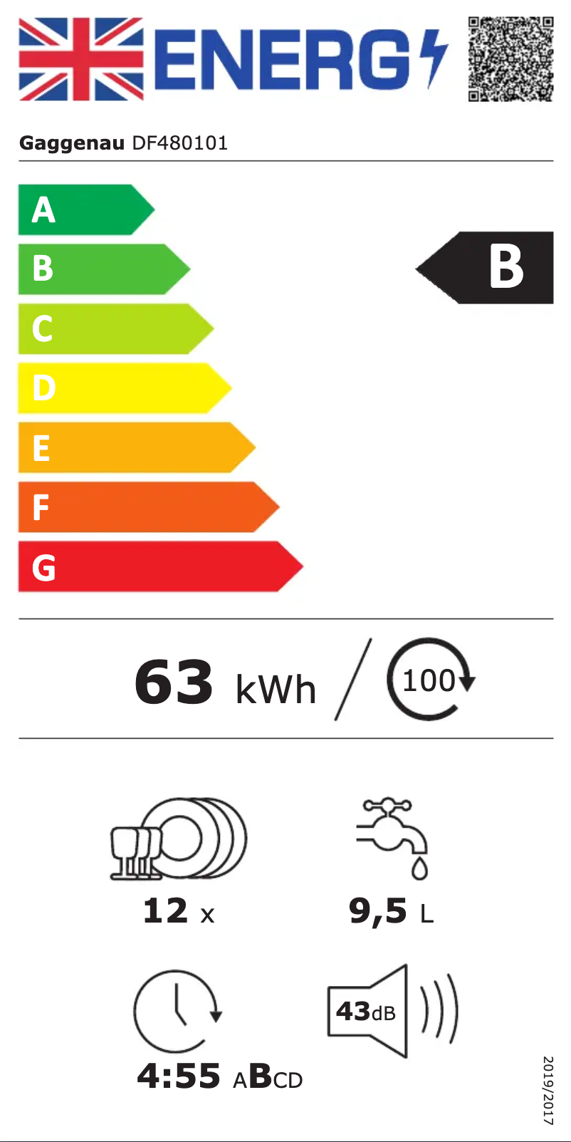 Page n°1 - Label énergétique Gaggenau DF480101