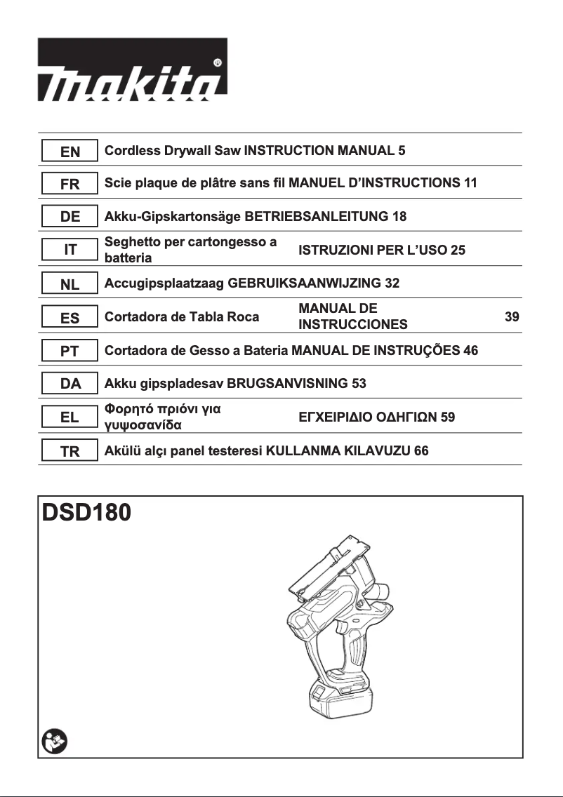 Page 1 de la notice Manuel utilisateur Makita DSD180Z