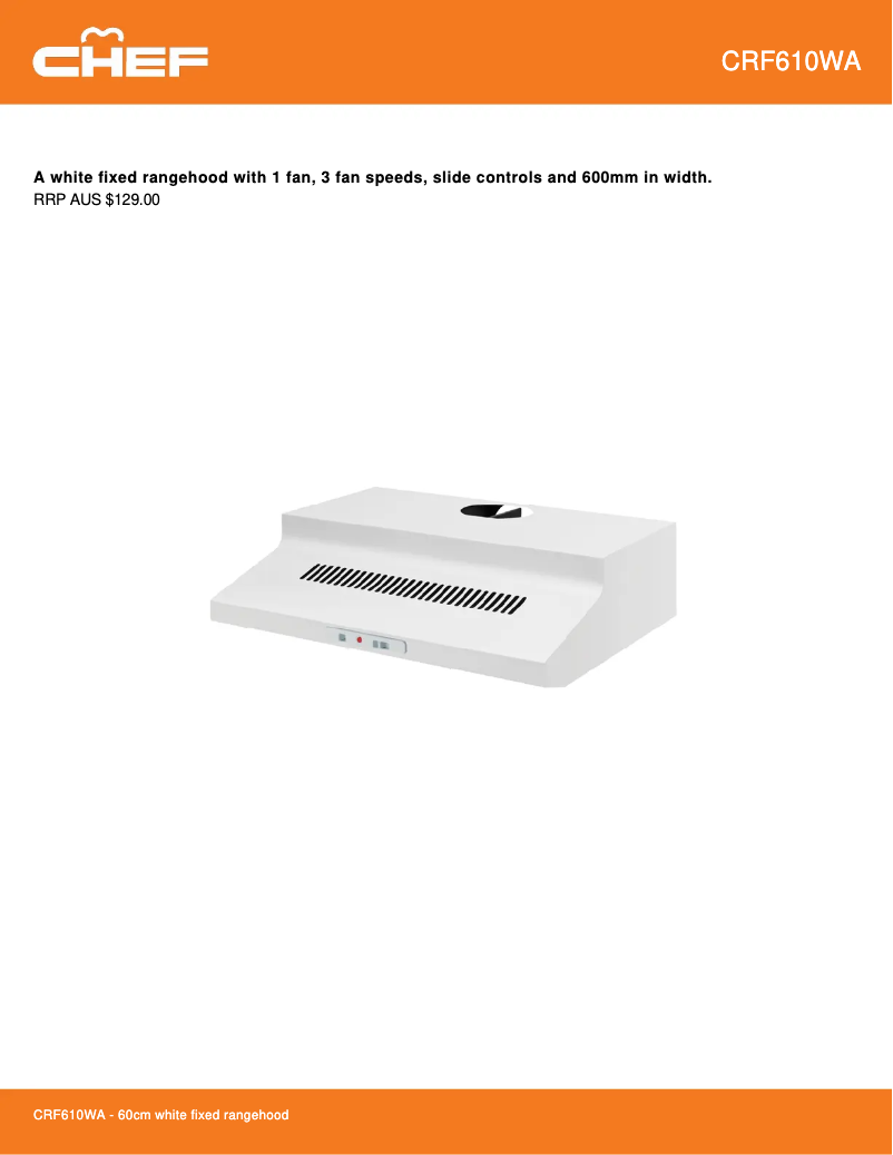 Page 1 de la notice Fiche technique Chef CRF610WA