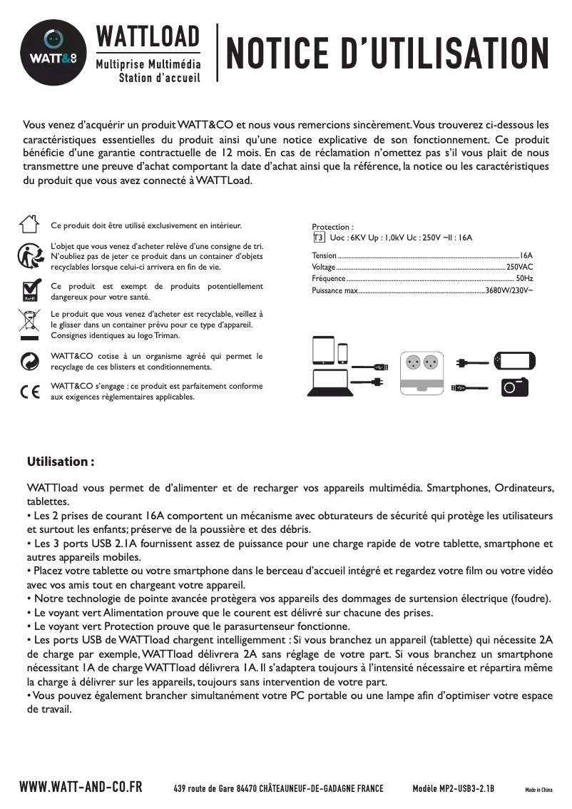 Image de la première page du manuel de l'appareil MP2-USB3-2.1B