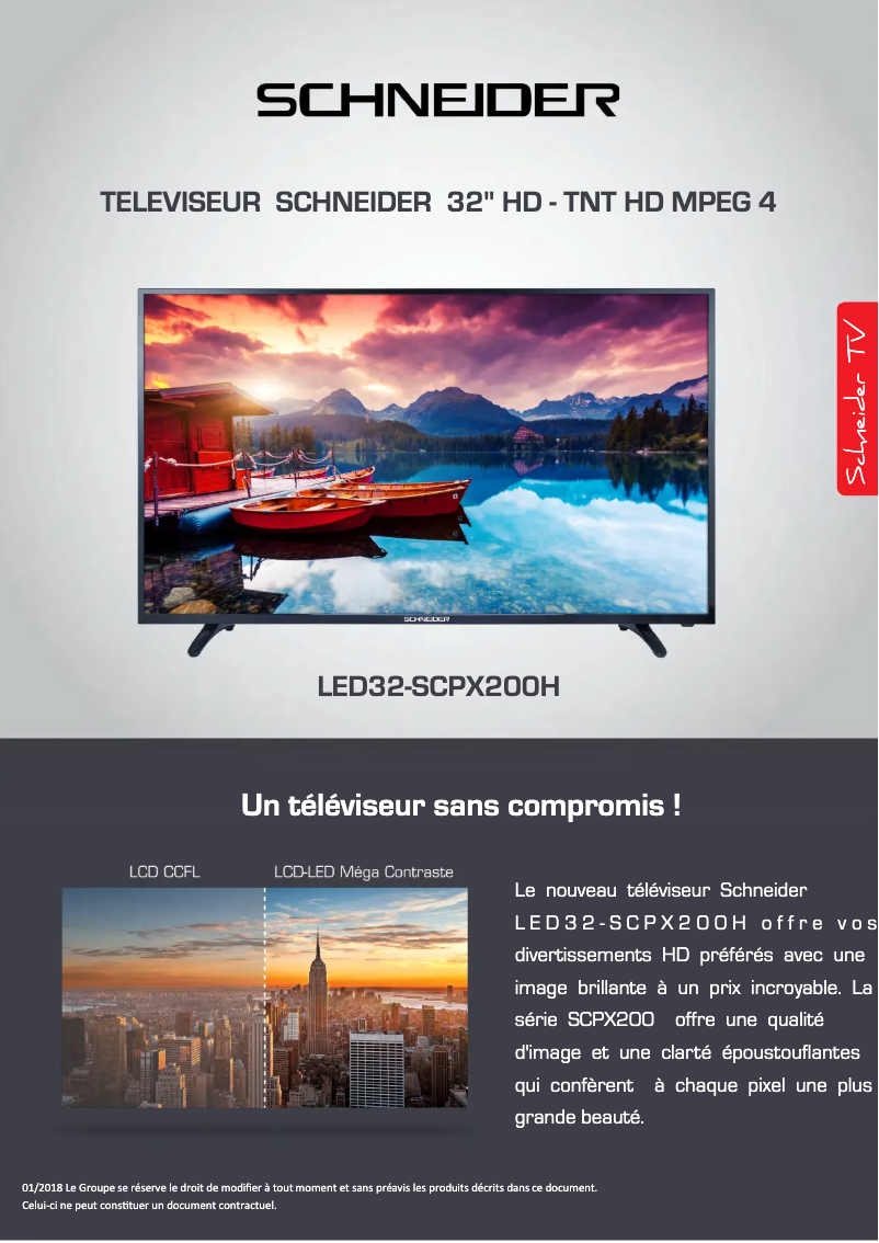 Page 1 de la notice Fiche technique Schneider LED32-SCPX200H