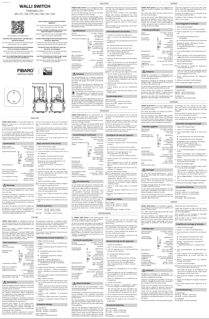 Page n°1 - Manuel utilisateur Fibaro FGWDSEU-221