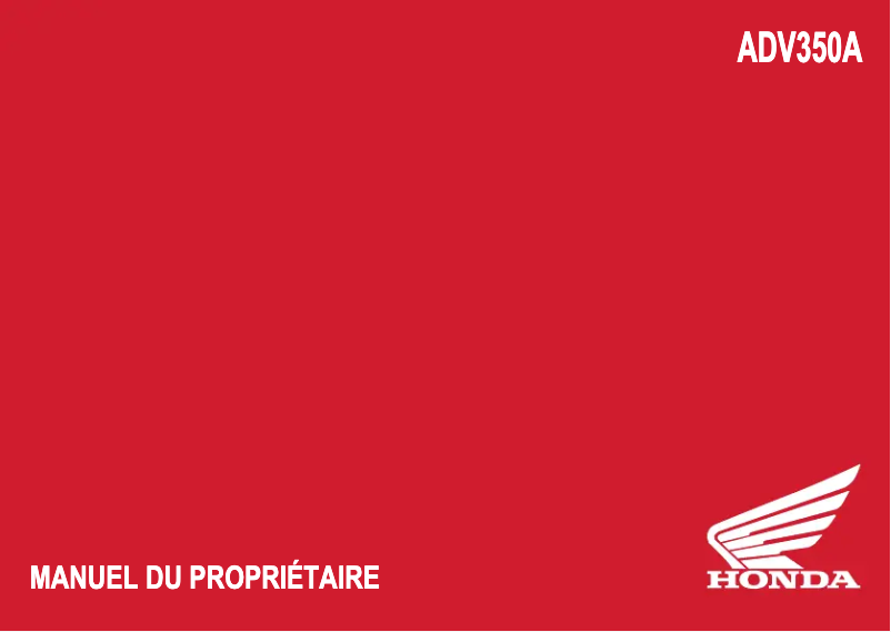 Page 1 de la notice Manuel utilisateur Honda ADV350A (2022)