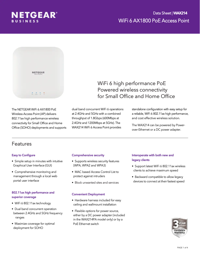 Image de la première page du manuel de l'appareil WAX214PA