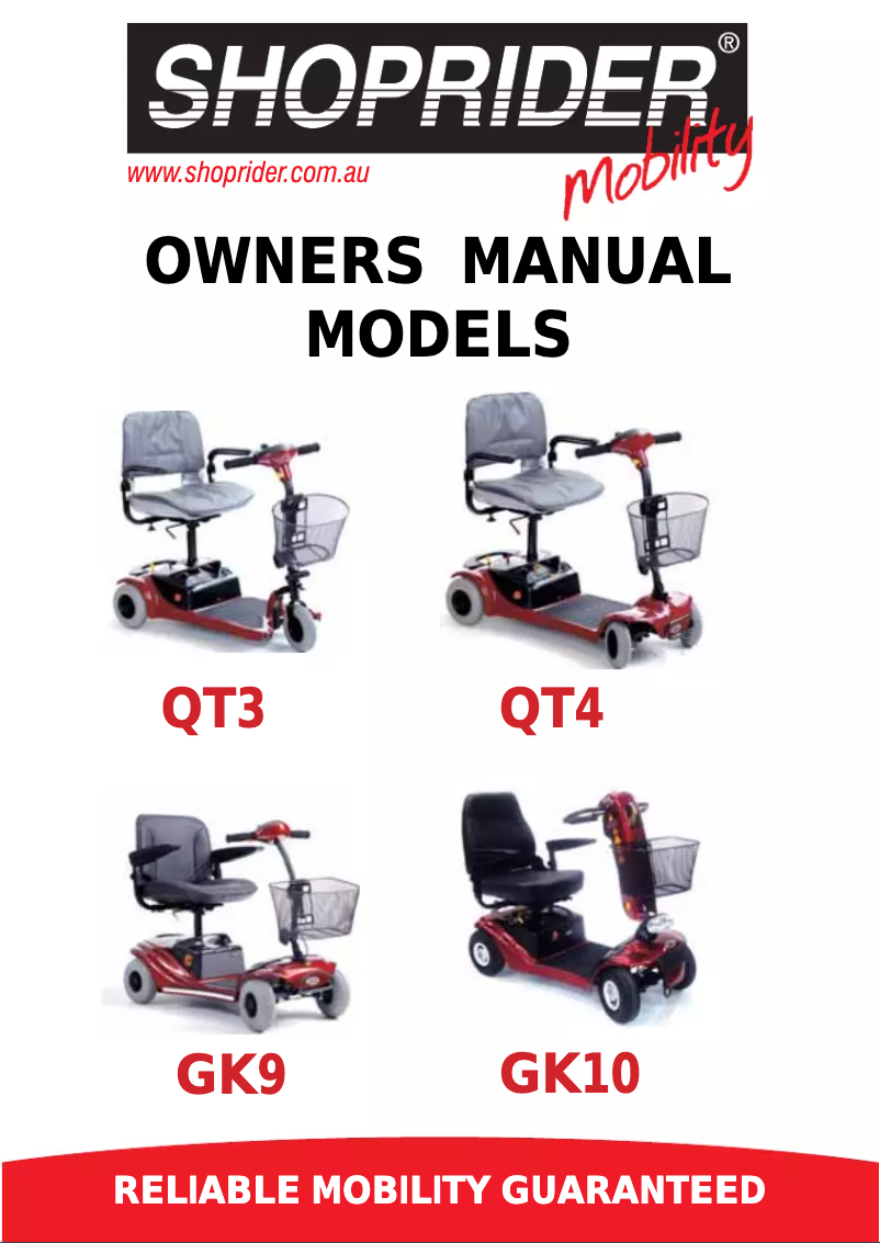 Page 1 de la notice Manuel utilisateur Shoprider GK9