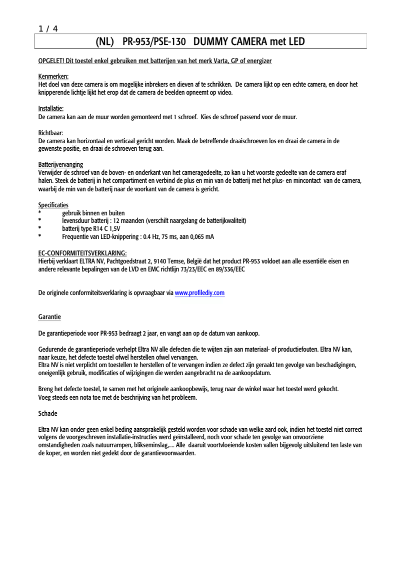 Image de la première page du manuel de l'appareil PR-953