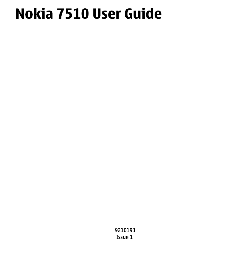Page 1 de la notice Manuel utilisateur Nokia 7510 Supernova