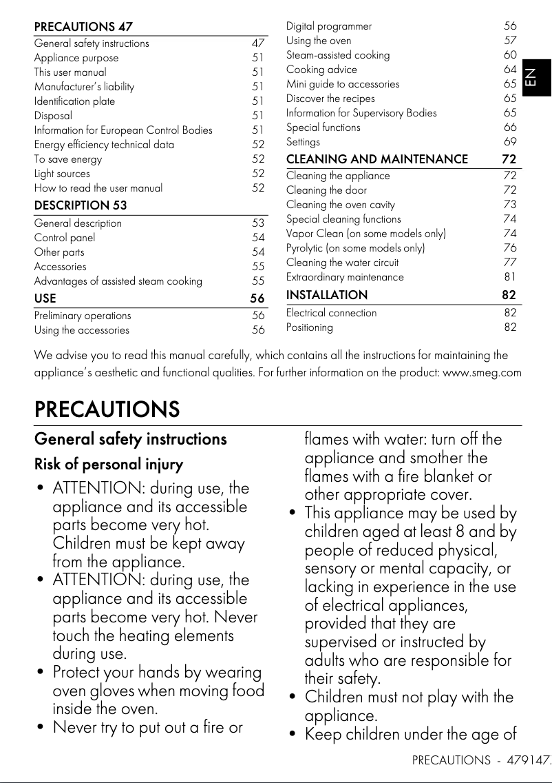 Page n°1 - Manuel utilisateur Smeg SO6401S2B