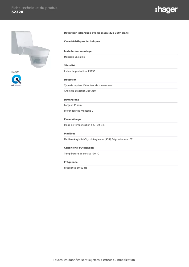 Image de la première page du manuel de l'appareil 52320