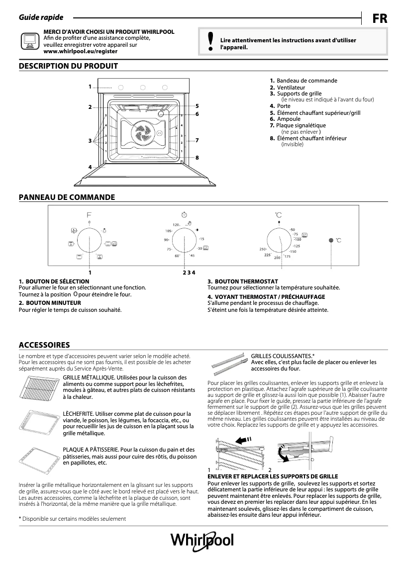 Page 1 de la notice Manuel utilisateur Whirlpool AKP9 738 IX