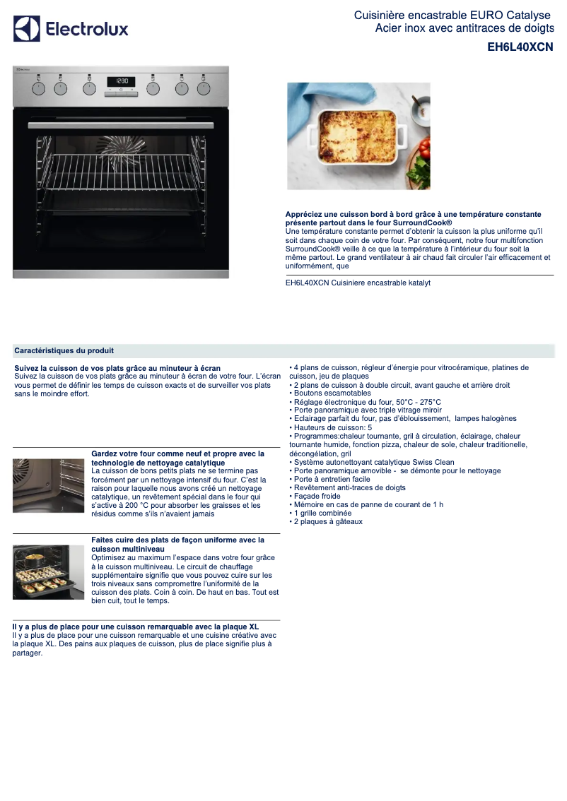 Page n°1 - Fiche technique Electrolux EH6L40XCN