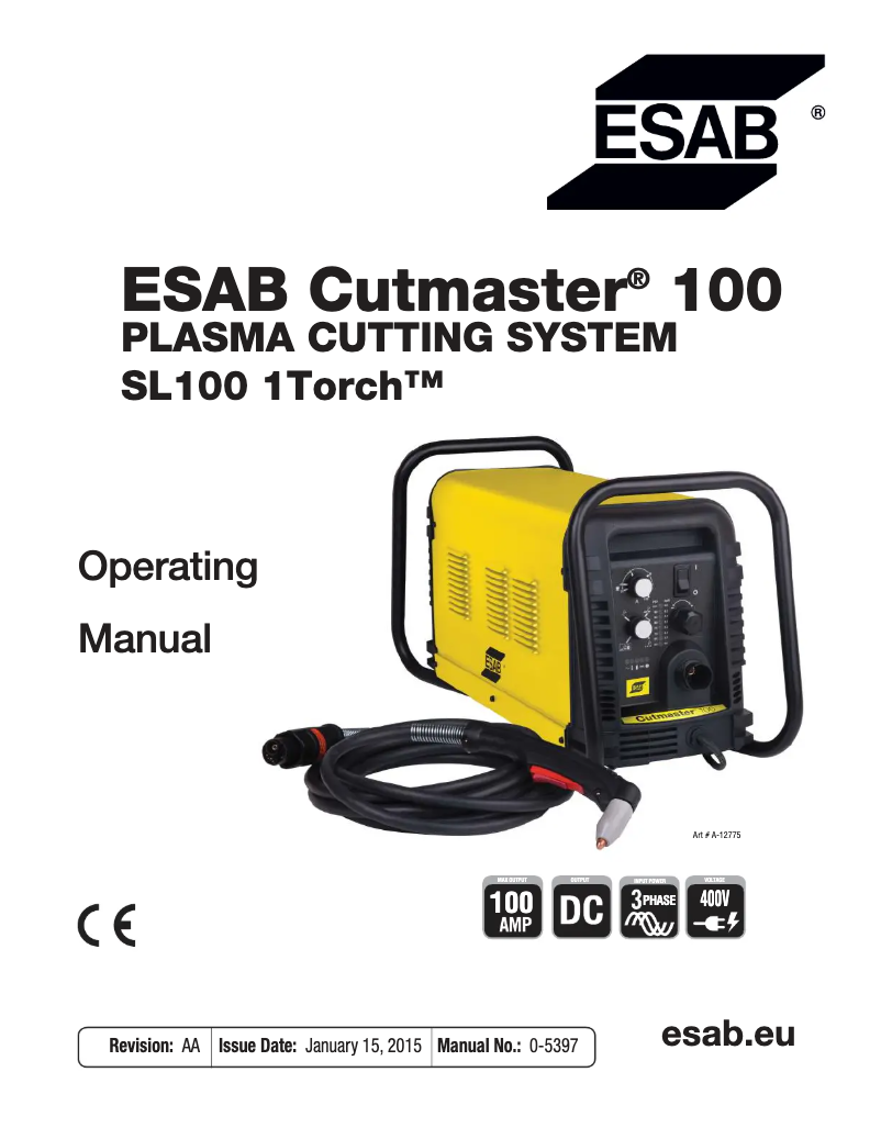 Page 1 de la notice Manuel utilisateur Esab Cutmaster 100