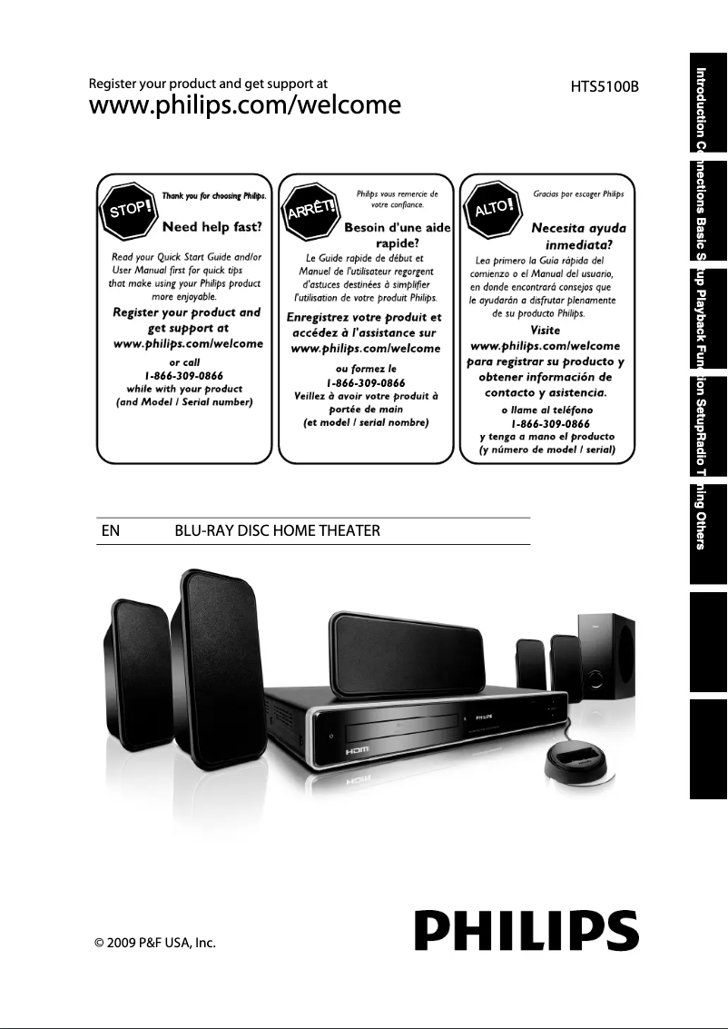 Page 1 de la notice Manuel utilisateur Philips HTS5100B
