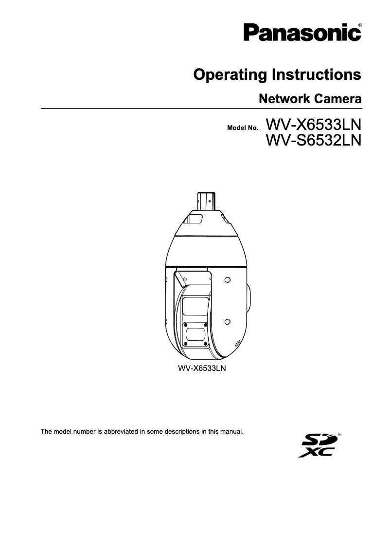 Image de la première page du manuel de l'appareil WV-X6533LN