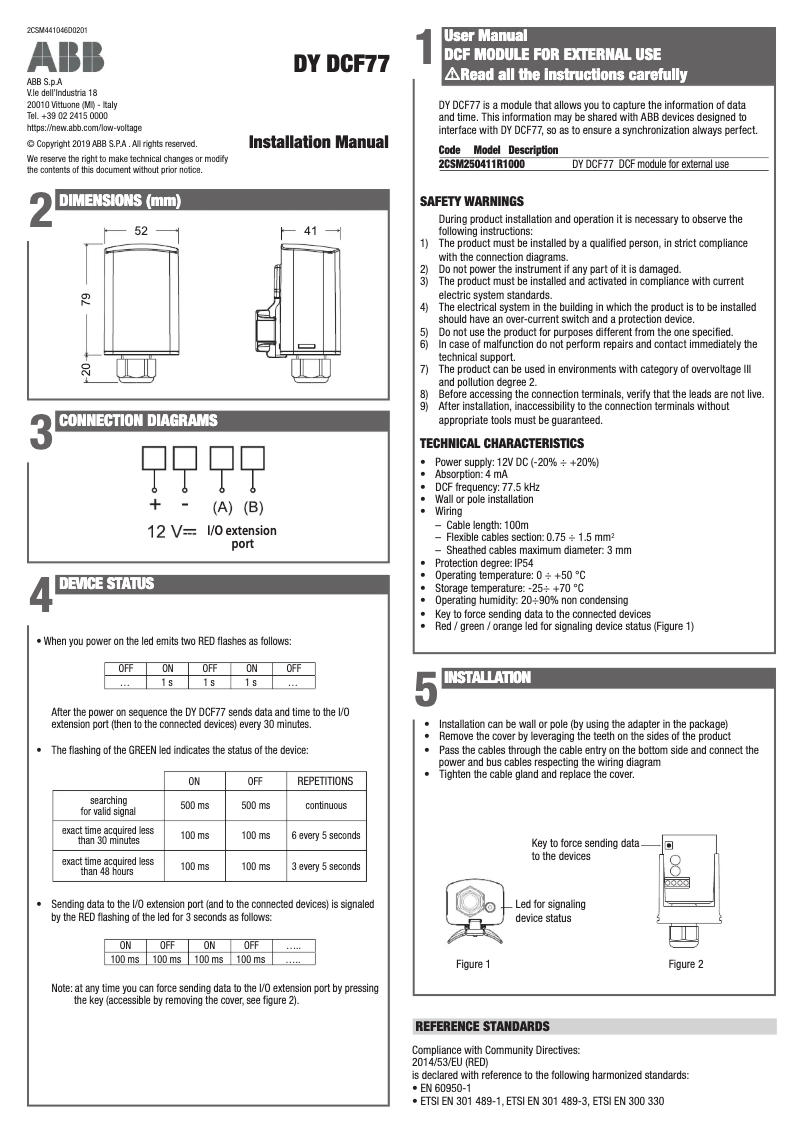 Image de la première page du manuel de l'appareil DY DCF77