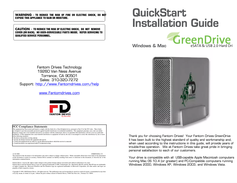 First page image of the manual for GreenDrive II