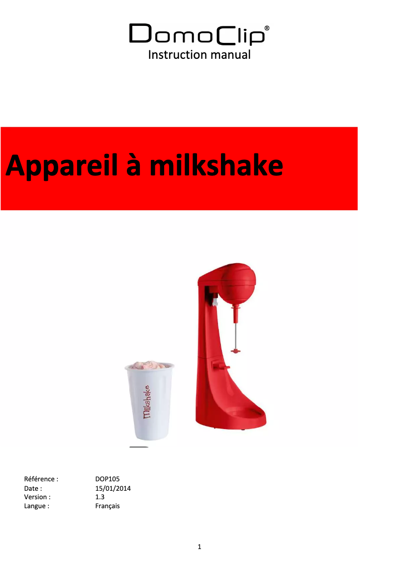 Page n°1 - Manuel utilisateur Domoclip DOP105