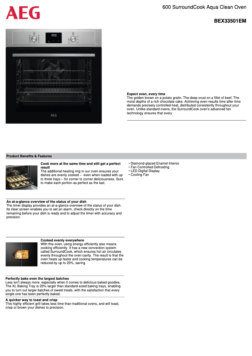 Página 1 del manual Ficha técnica AEG BEX33501EM