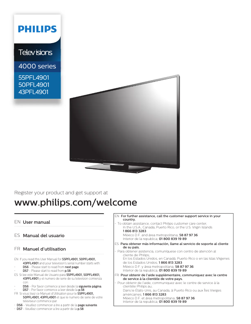 Page 1 de la notice Manuel utilisateur Philips 4000 series 43PFL4901
