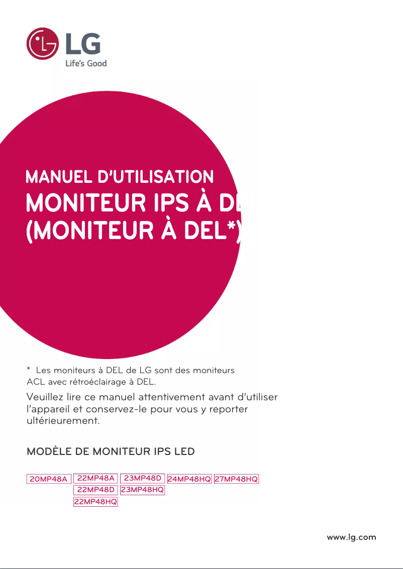 Page n°1 - Manuel utilisateur LG 23MP48HQ