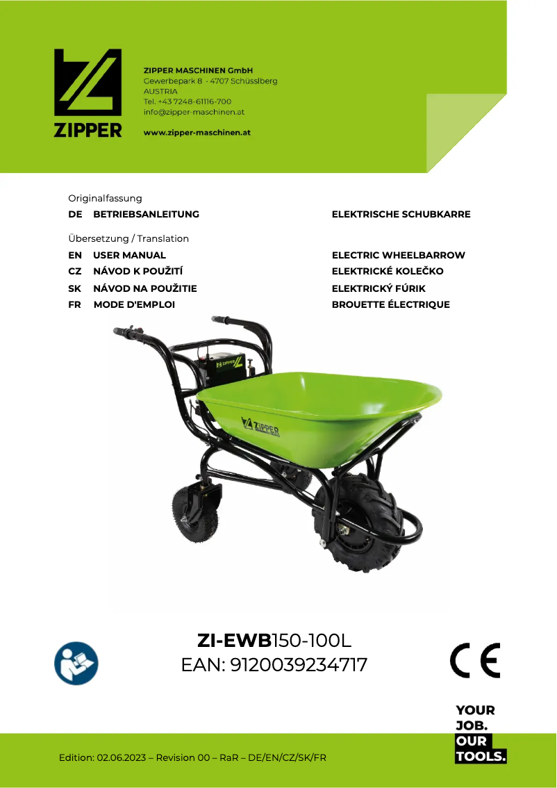Page 1 de la notice Manuel utilisateur Zipper ZI-EWB150-100L