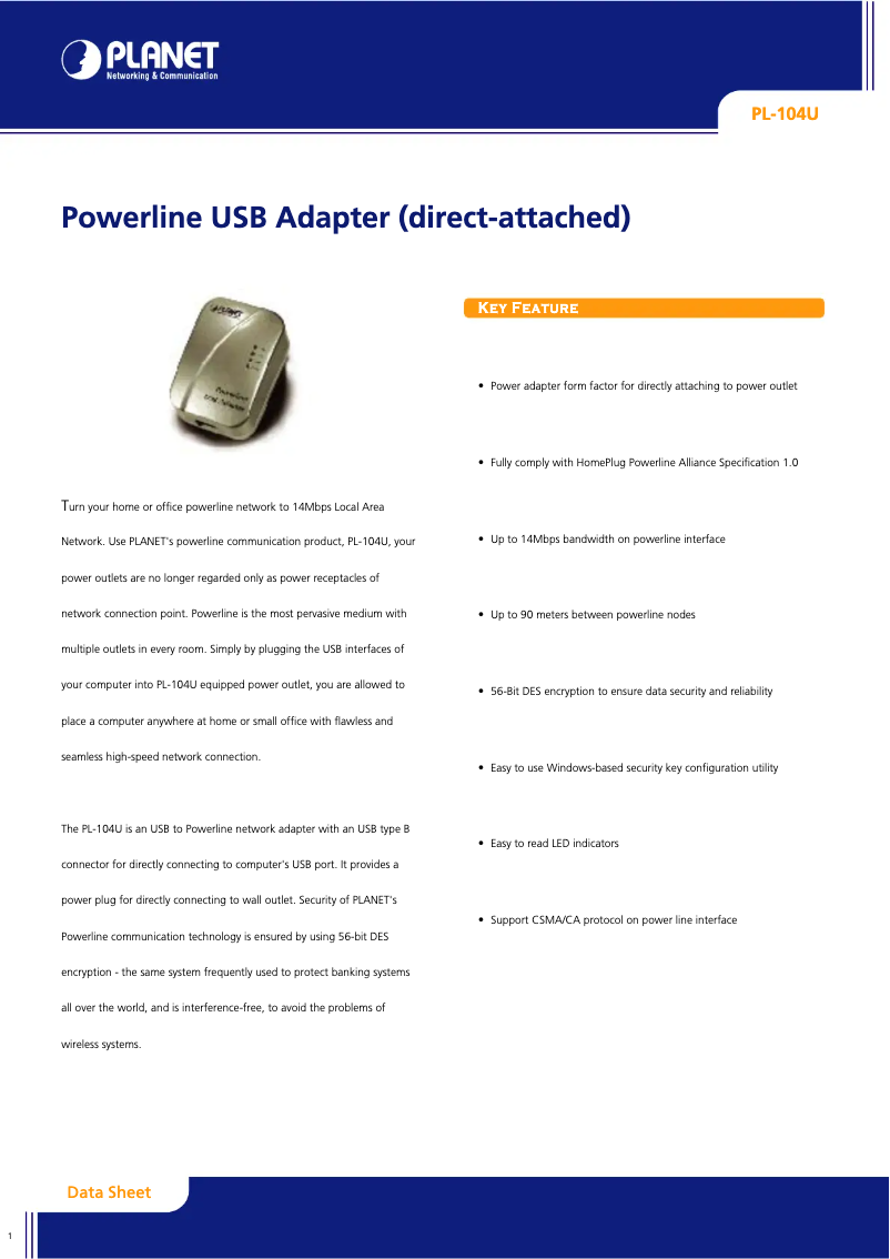 Image de la première page du manuel de l'appareil PL-104U