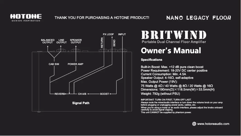 Image de la première page du manuel de l'appareil BritWind