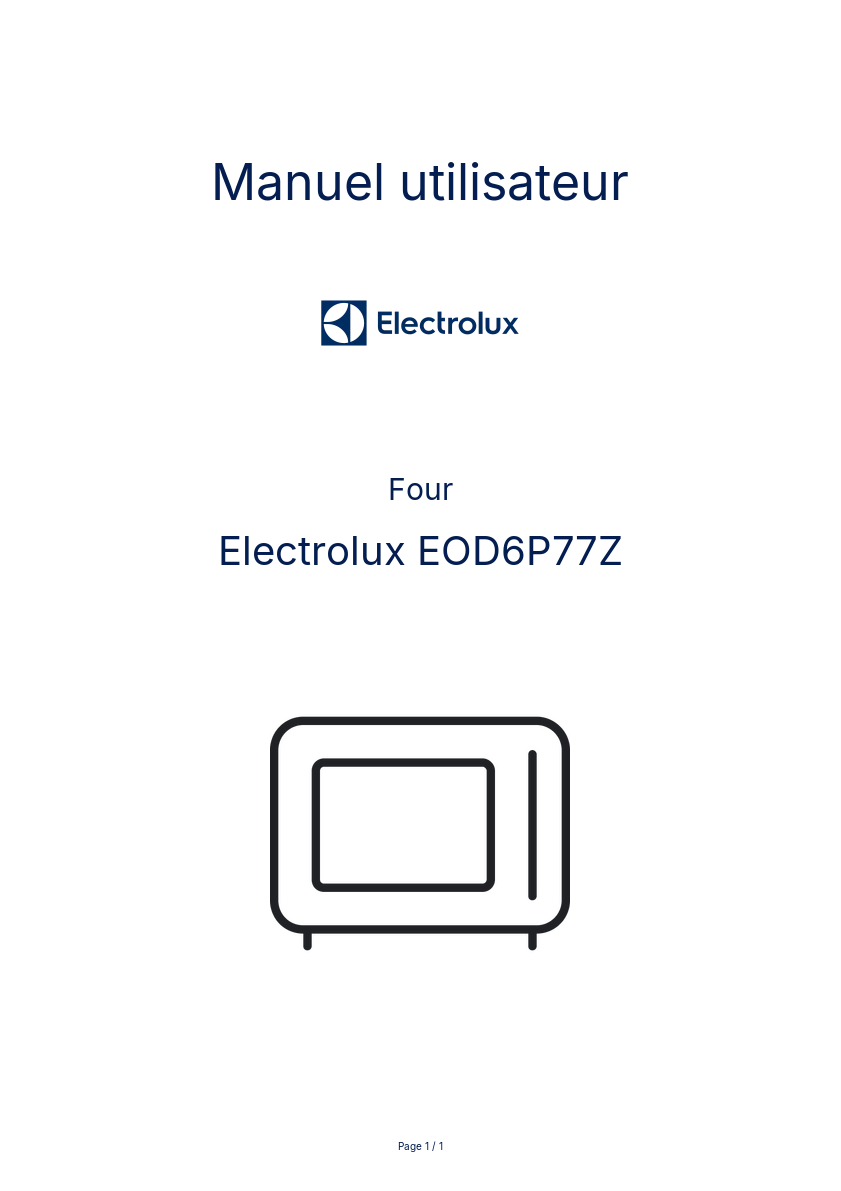 Page n°1 - Manuel utilisateur Electrolux EOD6P77Z